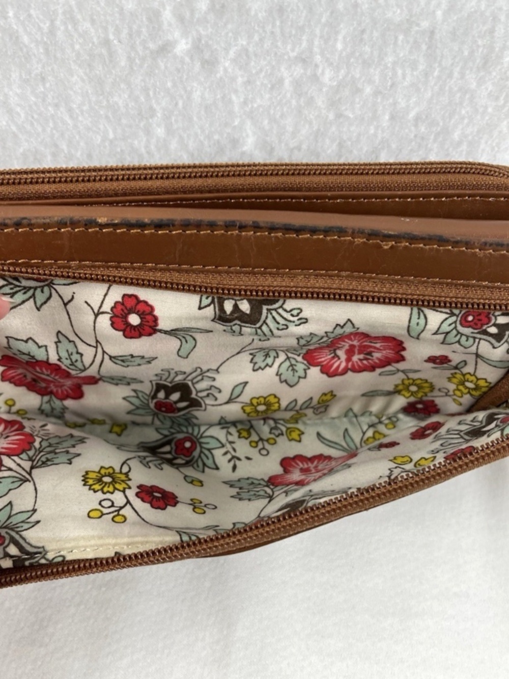 VTG Hobo International Cognac Brown Leather Trifold Continental Organizer Wallet - Picture 6 of 9